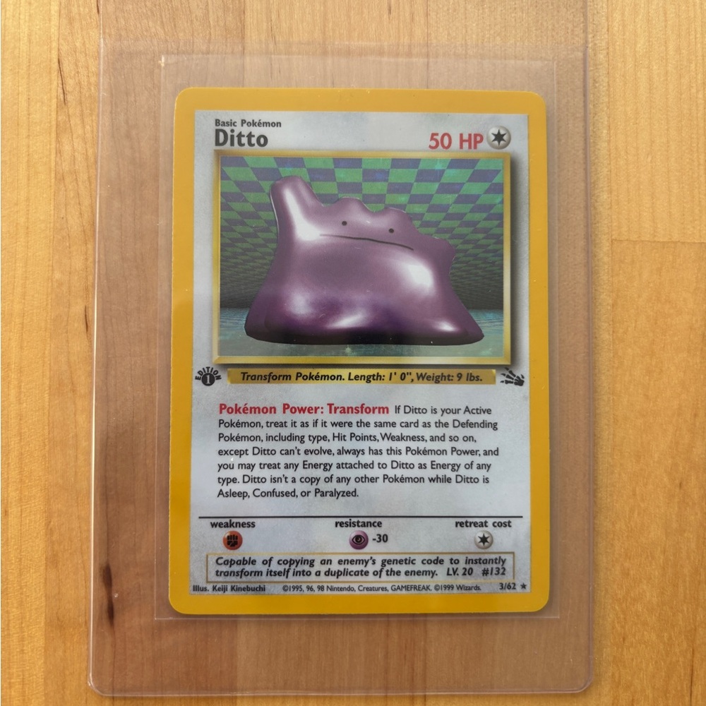 Ditto Pokémon Card Fossil 1st edition 3/62